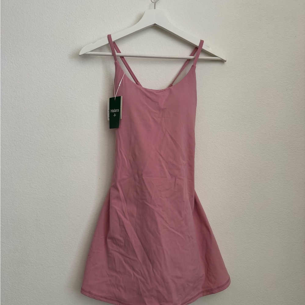 HALARA Rose Pink Athletic Dress with Thin Straps